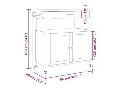 Móvel De Arrumação|vidaxl Carrinho de cozinha MONZA 84x40x88,5 cm madeira de pinho maciça Natural claro