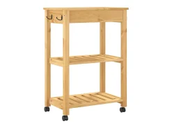 Móvel De Arrumação*vidaxl Carrinho de cozinha MONZA 60x40x88,5 cm madeira de pinho maciça Natural claro