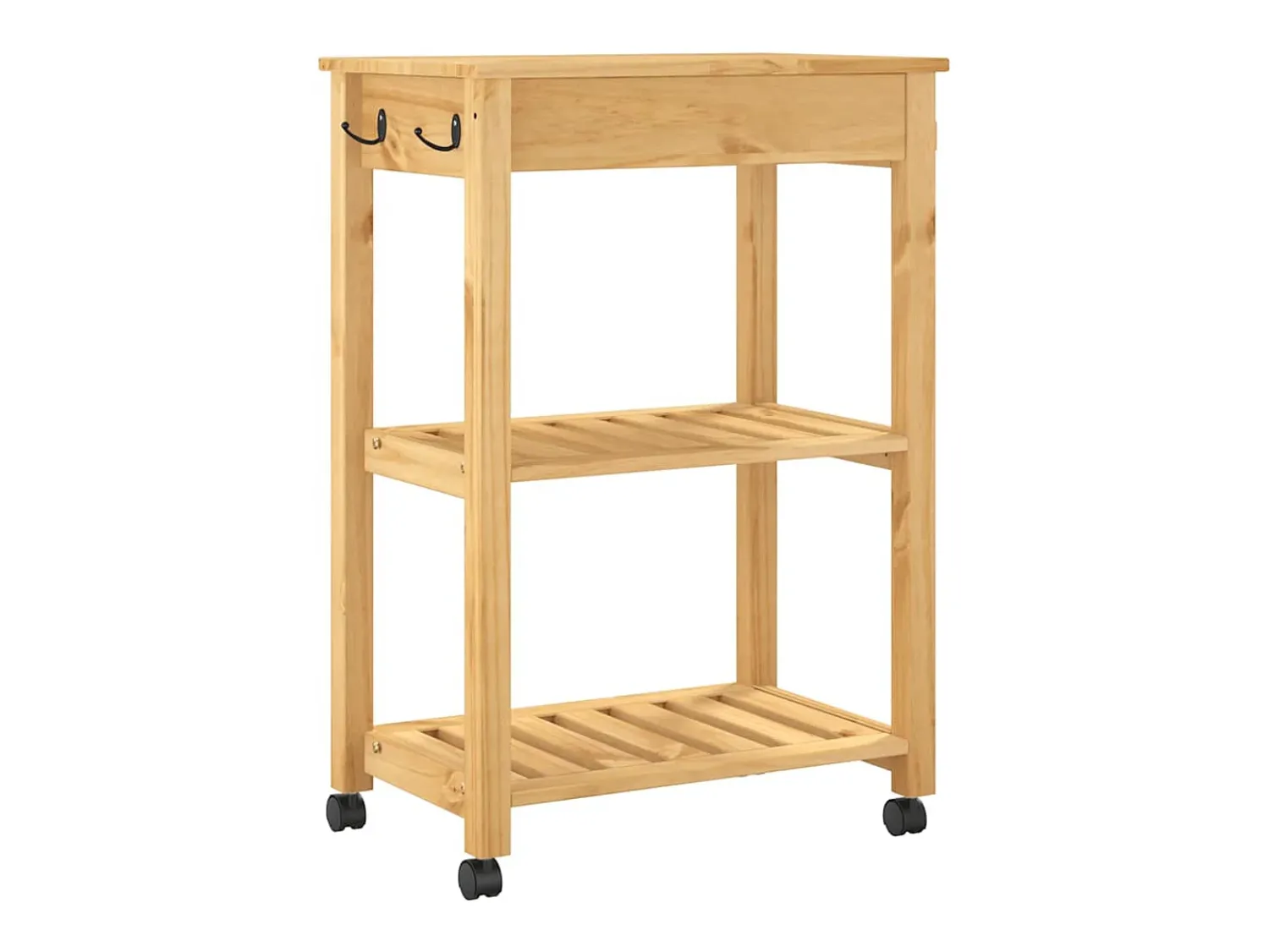 Móvel De Arrumação*vidaxl Carrinho de cozinha MONZA 60x40x88,5 cm madeira de pinho maciça Natural claro