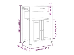 Móvel De Arrumação|vidaxl Carrinho de cozinha MONZA 60x40x88,5 cm madeira de pinho maciça Branco