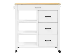 Móvel De Arrumação|vidaxl Carrinho de cozinha MONZA 84x40x88,5 cm madeira de pinho maciça Branco