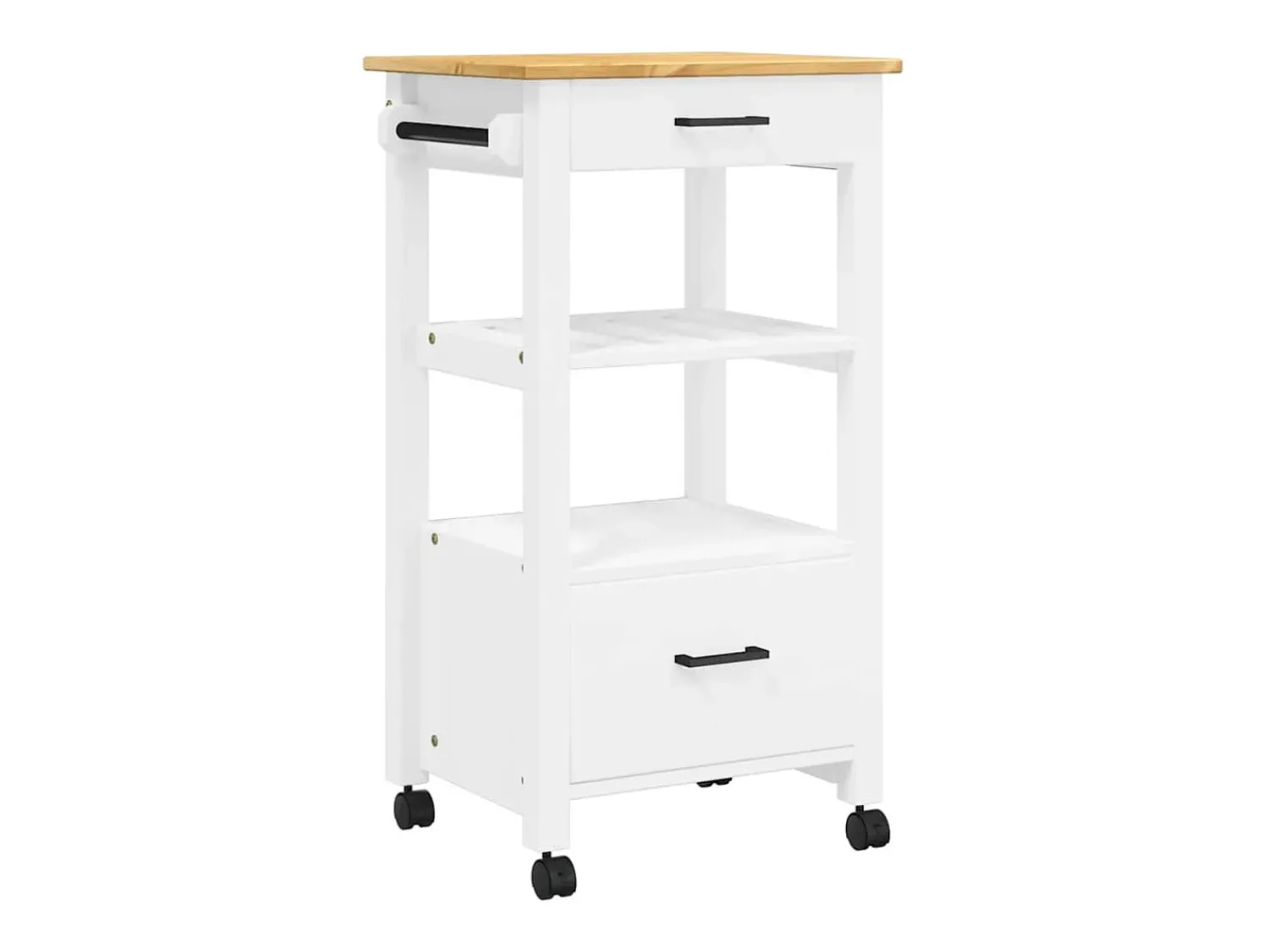 Sale vidaxl Carrinho de cozinha MONZA 48x40x88,5 cm madeira de pinho maciça Branco
