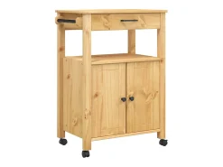 Móvel De Arrumação*vidaxl Carrinho de cozinha MONZA 60x40x88,5 cm madeira de pinho maciça Natural claro