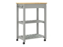 Discount vidaxl Carrinho de cozinha MONZA 60x40x88,5 cm madeira de pinho maciça Cinzento