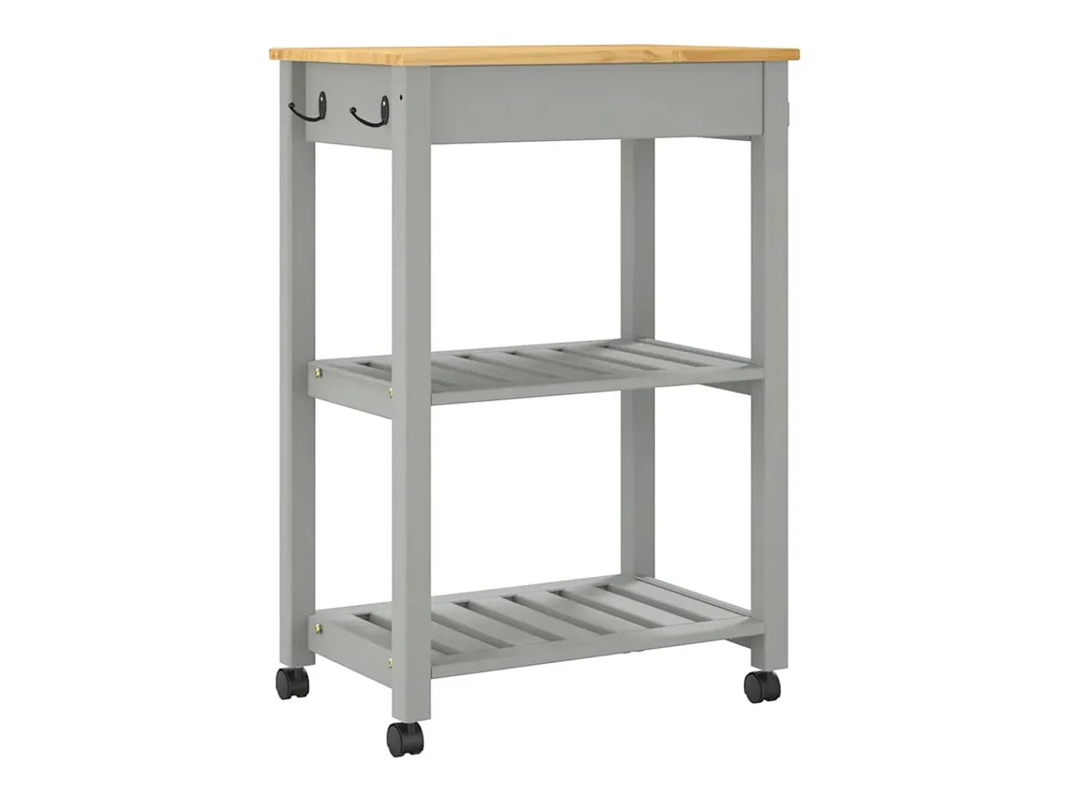 Discount vidaxl Carrinho de cozinha MONZA 60x40x88,5 cm madeira de pinho maciça Cinzento