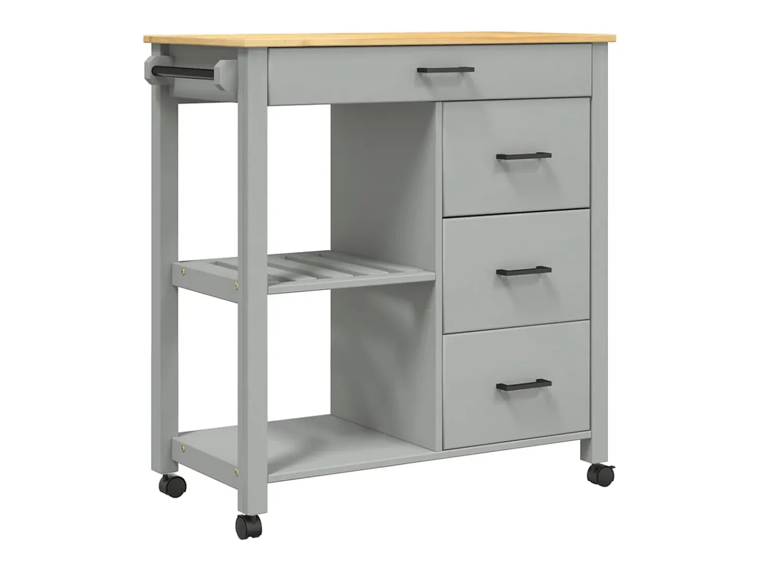 vidaxl Carrinho de cozinha MONZA 84x40x88,5 cm madeira de pinho maciça Cinzento