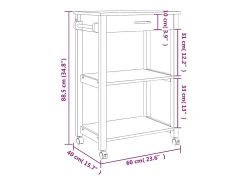 Móvel De Arrumação|vidaxl Carrinho de cozinha MONZA 60x40x88,5 cm madeira de pinho maciça Natural claro