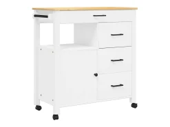 vidaxl Carrinho de cozinha MONZA 84x40x88,5 cm madeira de pinho maciça Branco