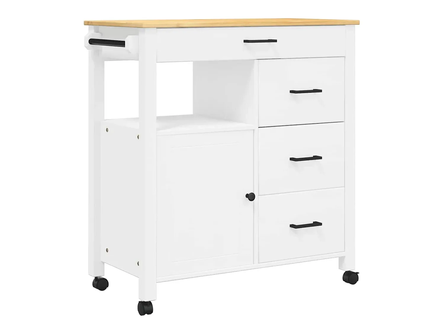 vidaxl Carrinho de cozinha MONZA 84x40x88,5 cm madeira de pinho maciça Branco