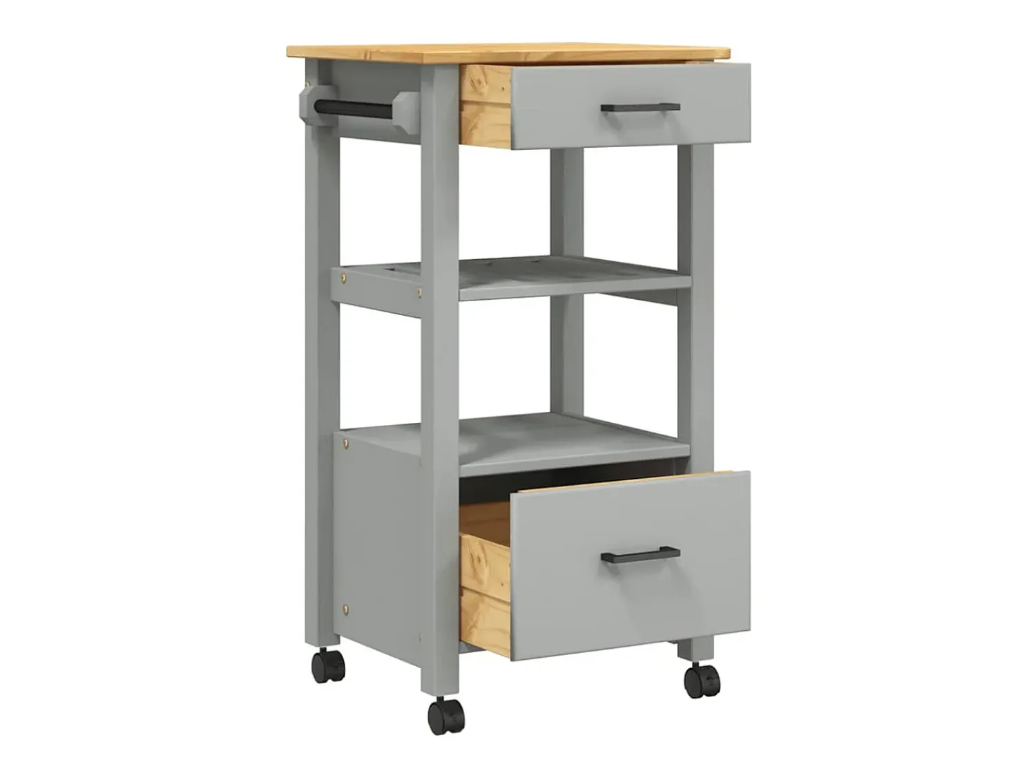 vidaxl Carrinho de cozinha MONZA 48x40x88,5 cm madeira de pinho maciça^ Móvel De Arrumação