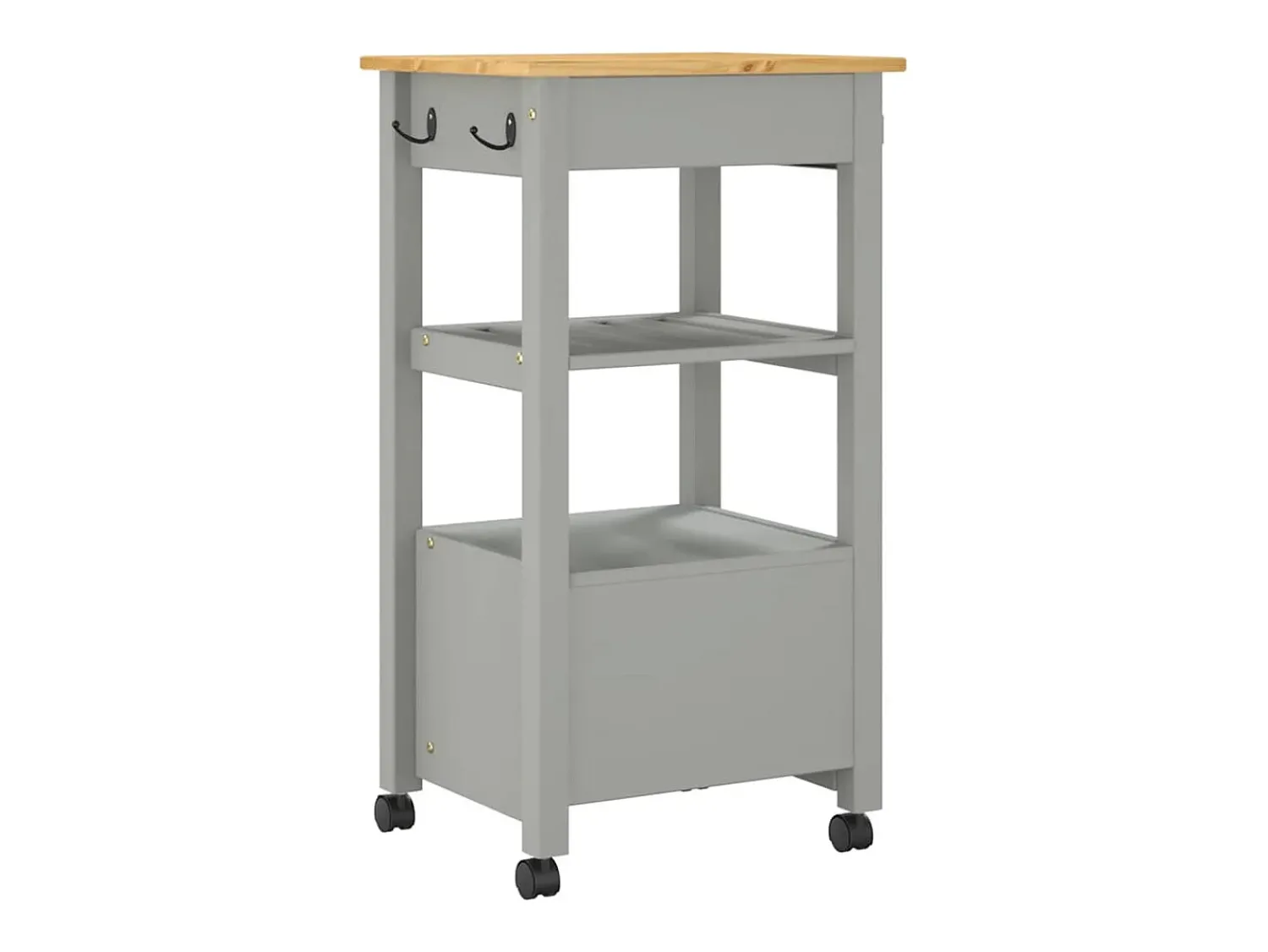 vidaxl Carrinho de cozinha MONZA 48x40x88,5 cm madeira de pinho maciça^ Móvel De Arrumação