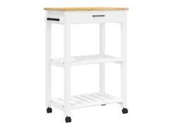 Móvel De Arrumação|vidaxl Carrinho de cozinha MONZA 60x40x88,5 cm madeira de pinho maciça Branco