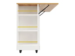 Móvel De Arrumação|Hauss Spole Carrinho de cozinha móvel com tampo extensível em folheado de madeira, 2 gavetas, 2 portas e prateleiras incluídas, - 120x65x90cm Branco