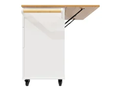 New Hauss Spole Carrinho de cozinha móvel com tampo extensível em folheado de madeira, 3 gavetas e 3 portas incluídas, - 133x70x88cm Branco