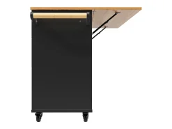 Hauss Spole Carrinho de cozinha móvel com tampo extensível em folheado de madeira, 3 gavetas e 3 portas incluídas, - 133x70x88cm^ Móvel De Arrumação