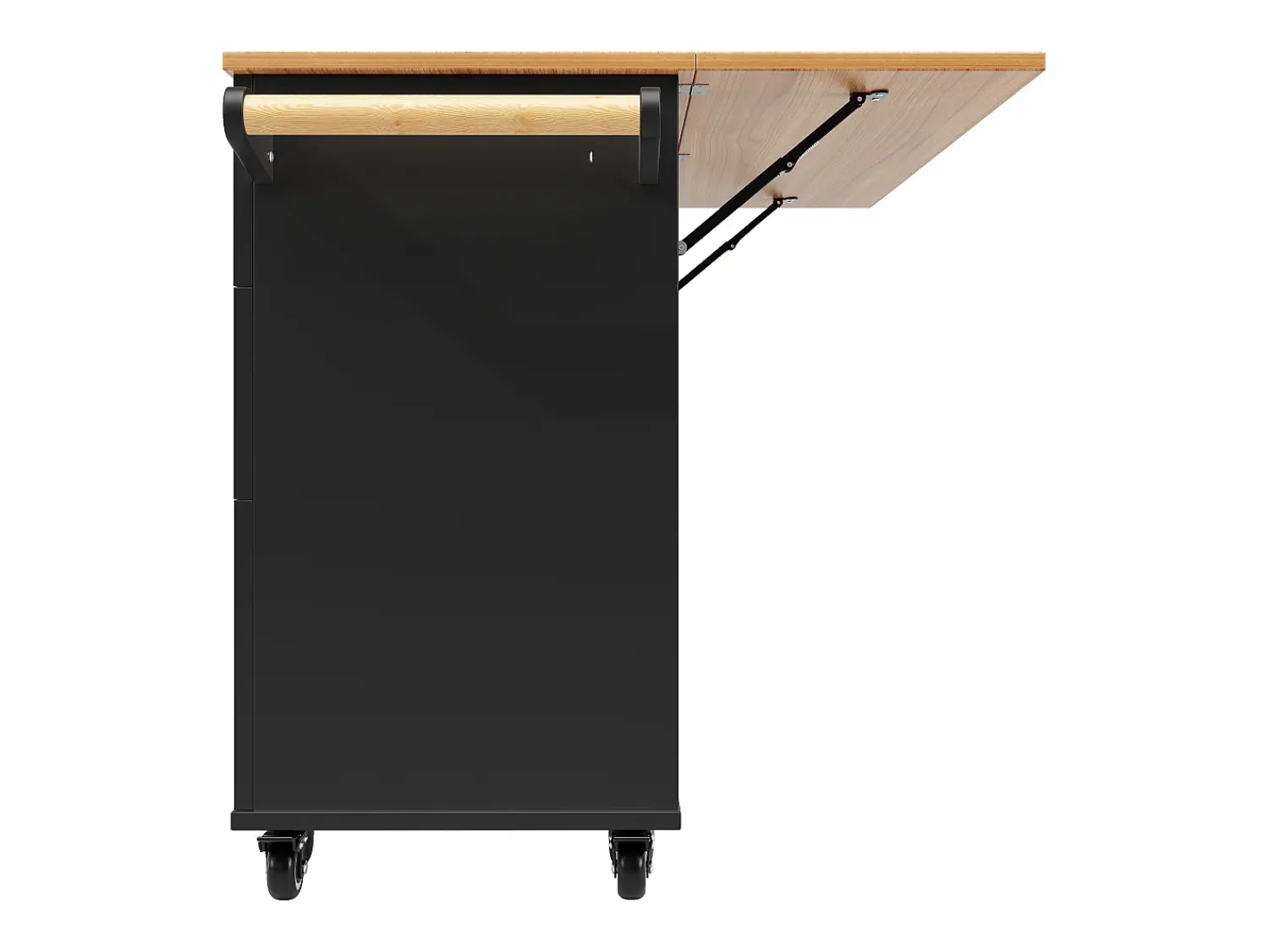 Hauss Spole Carrinho de cozinha móvel com tampo extensível em folheado de madeira, 3 gavetas e 3 portas incluídas, - 133x70x88cm^ Móvel De Arrumação