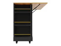 Hauss Spole Carrinho de cozinha móvel com tampo extensível em folheado de madeira, 2 gavetas, 2 portas e prateleiras incluídas, - 120x65x90cm Preto