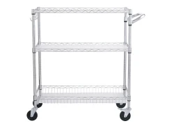Móvel De Arrumação* Carrinho de Cozinha, SucceBuy Carrinho Utilitário de 3 Andares com Rodízios 89 × 46 × 90 cm 300 kg 6 Ganchos Prateado