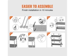 Móvel De Arrumação* Carrinho de Cozinha, SucceBuy Carrinho Utilitário de 3 Andares com Rodízios 89 × 46 × 90 cm 300 kg 6 Ganchos Prateado