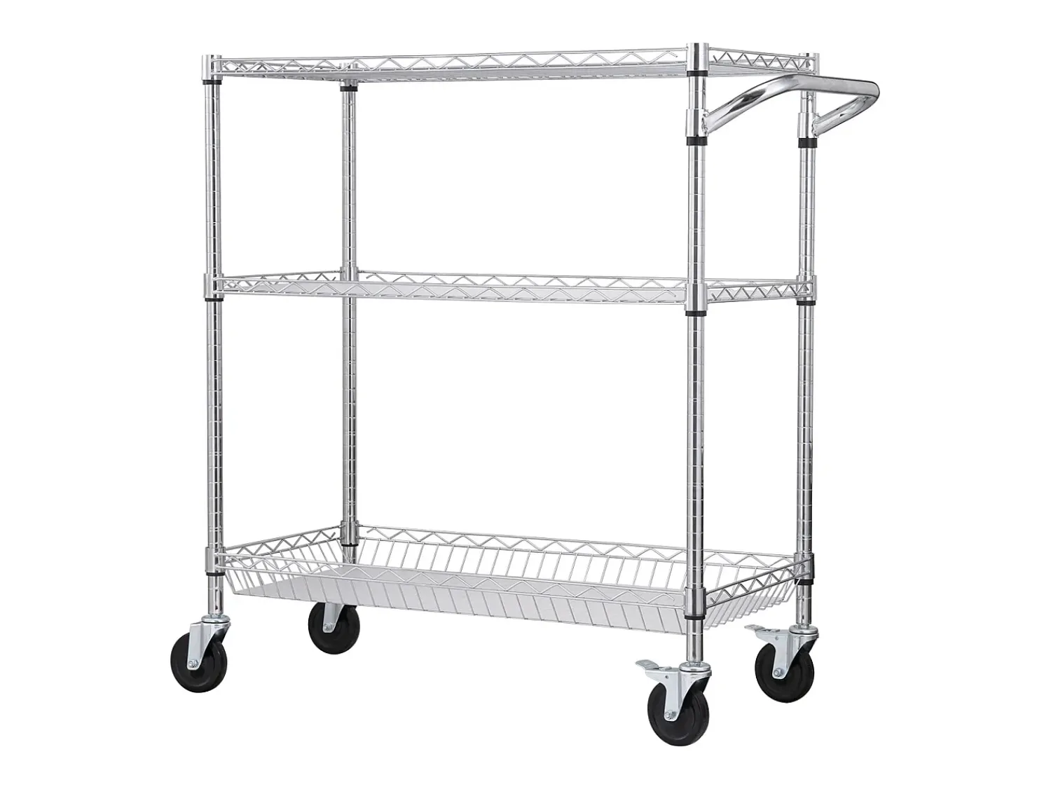 Móvel De Arrumação* Carrinho de Cozinha, SucceBuy Carrinho Utilitário de 3 Andares com Rodízios 89 × 46 × 90 cm 300 kg 6 Ganchos Prateado