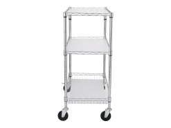 Móvel De Arrumação* Carrinho de Cozinha, SucceBuy Carrinho Utilitário de 3 Andares com Rodízios 89 × 46 × 90 cm 300 kg 6 Ganchos Prateado