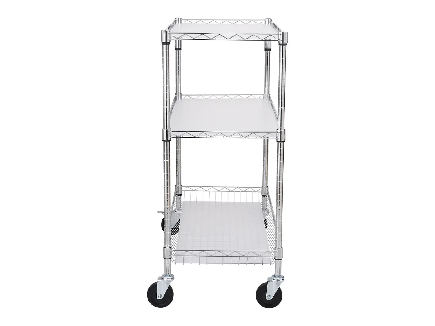 Móvel De Arrumação* Carrinho de Cozinha, SucceBuy Carrinho Utilitário de 3 Andares com Rodízios 89 × 46 × 90 cm 300 kg 6 Ganchos Prateado