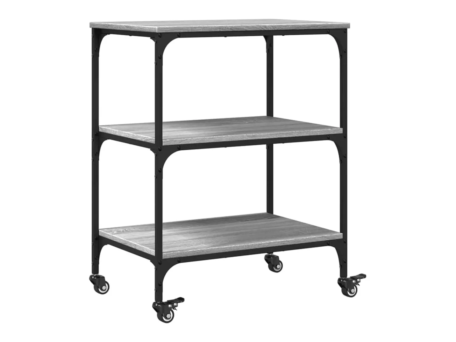 Móvel De Arrumação|vidaxl Carrinho de cozinha 60x41x76 cm derivados madeira cinza sonoma Cinzento