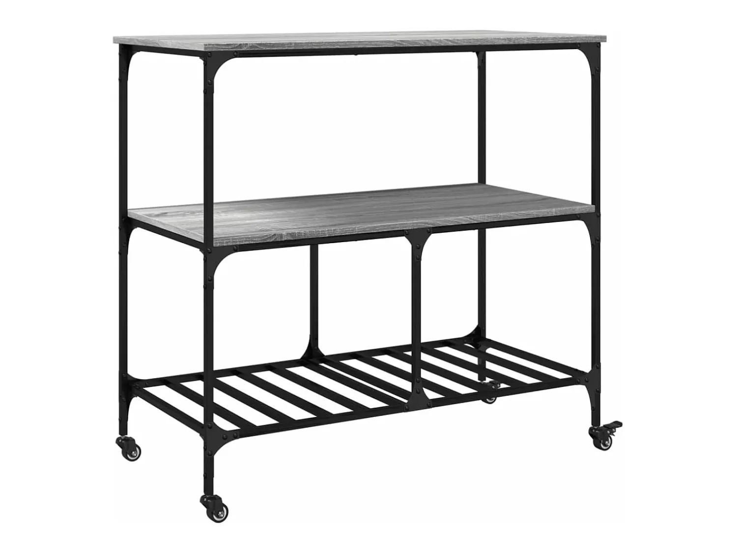 Móvel De Arrumação*vidaxl Carrinho de cozinha 100x50x95 cm derivados madeira cinza sonoma Cinzento