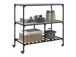 Móvel De Arrumação*vidaxl Carrinho de cozinha 100x50x95 cm derivados madeira cinza sonoma Cinzento
