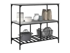 Móvel De Arrumação*vidaxl Carrinho de cozinha 100x50x95 cm derivados madeira cinza sonoma Cinzento