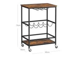 Móvel De Arrumação* Carrinho de cozinha 60x40x75 cm preto vintage castanho Preto / Castanho