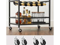 Móvel De Arrumação* Carrinho de cozinha 60x40x75 cm preto vintage castanho Preto / Castanho
