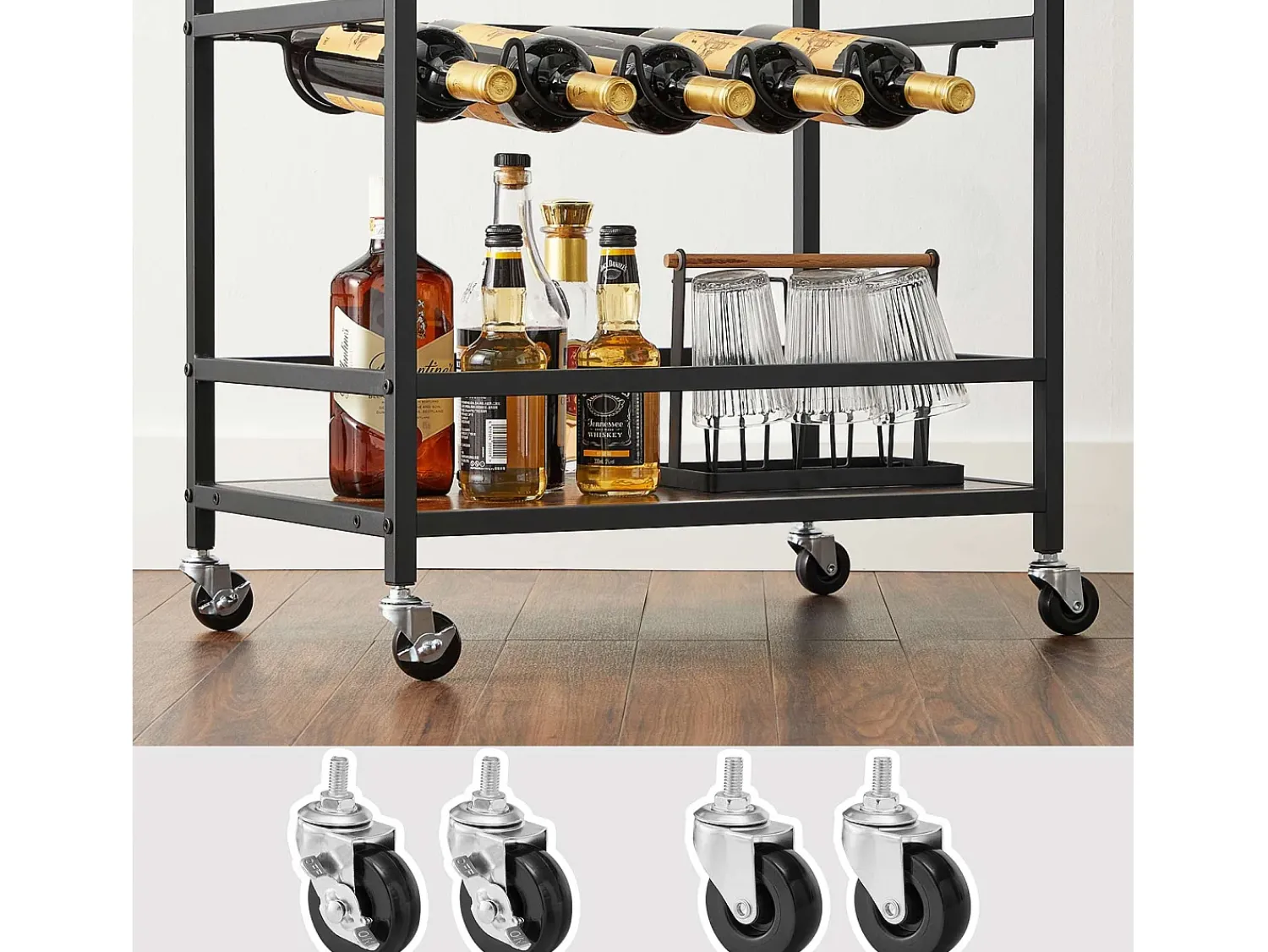 Móvel De Arrumação* Carrinho de cozinha 60x40x75 cm preto vintage castanho Preto / Castanho