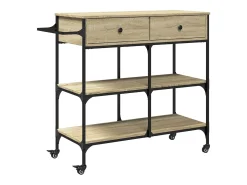 Móvel De Arrumação|vidaxl Carrinho de cozinha 105x42x95 cm deriv. madeira carvalho sonoma Natural claro