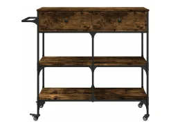 vidaxl Carrinho de cozinha 105x42x95 cm deriv. madeira carvalho fumado^ Móvel De Arrumação