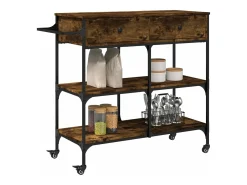 vidaxl Carrinho de cozinha 105x42x95 cm deriv. madeira carvalho fumado^ Móvel De Arrumação