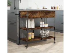 vidaxl Carrinho de cozinha 105x42x95 cm deriv. madeira carvalho fumado^ Móvel De Arrumação