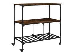 Móvel De Arrumação*vidaxl Carrinho de cozinha 100x50x95 cm deriv. madeira carvalho fumado Natural claro