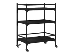 Móvel De Arrumação|vidaxl Carrinho de cozinha 65x40x86,5 cm derivados de madeira Preto