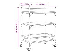 Móvel De Arrumação|vidaxl Carrinho de cozinha 65x40x86,5 cm derivados de madeira Preto