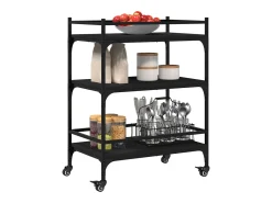 Móvel De Arrumação|vidaxl Carrinho de cozinha 65x40x86,5 cm derivados de madeira Preto