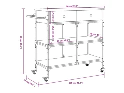 Móvel De Arrumação*vidaxl Carrinho de cozinha 105x42x95 cm derivados madeira cinza sonoma Cinzento