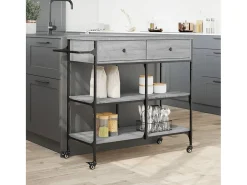 Móvel De Arrumação*vidaxl Carrinho de cozinha 105x42x95 cm derivados madeira cinza sonoma Cinzento