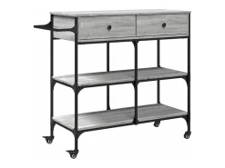 Móvel De Arrumação*vidaxl Carrinho de cozinha 105x42x95 cm derivados madeira cinza sonoma Cinzento
