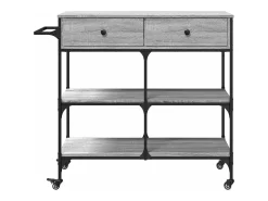 Móvel De Arrumação*vidaxl Carrinho de cozinha 105x42x95 cm derivados madeira cinza sonoma Cinzento