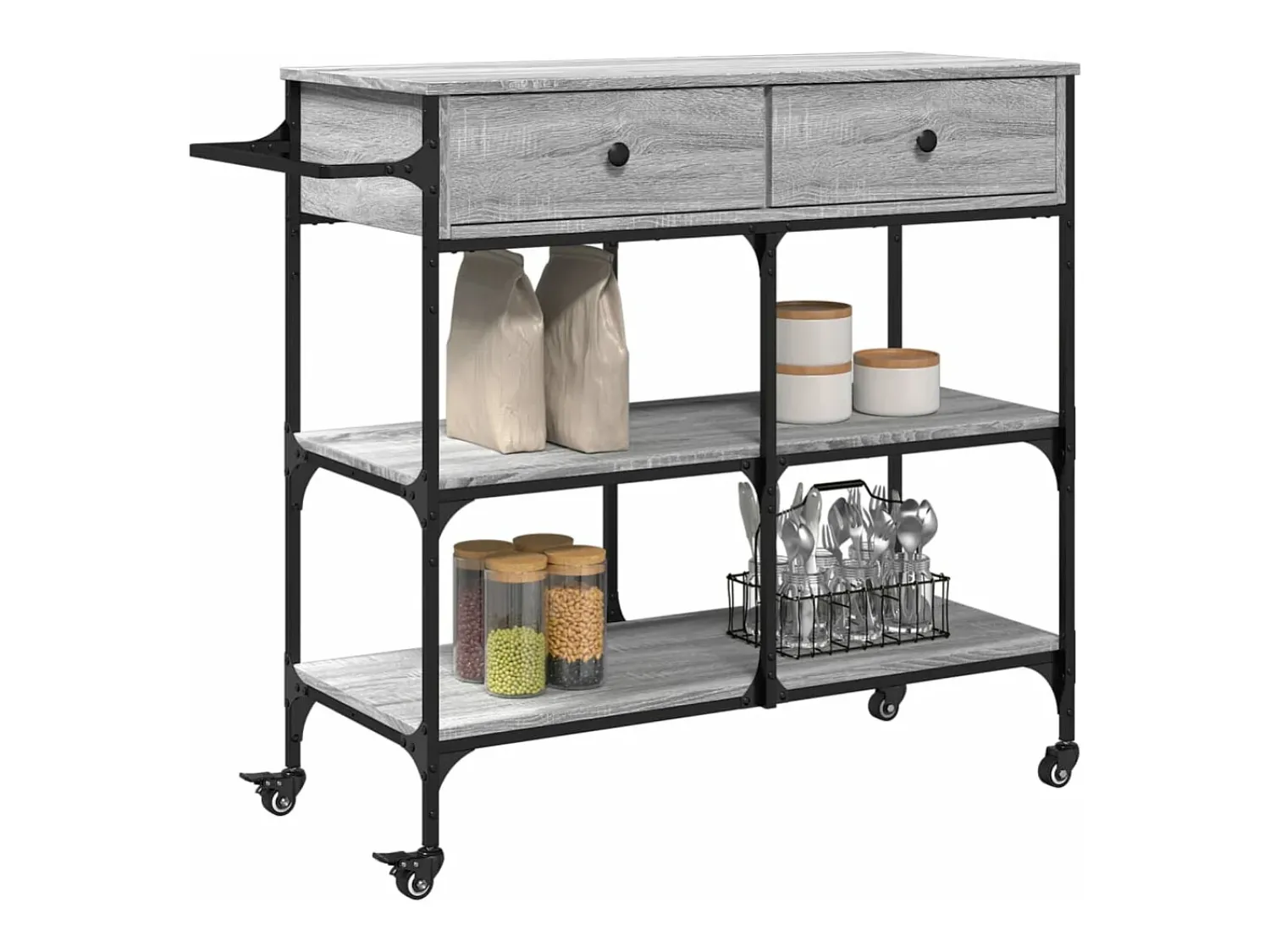 Móvel De Arrumação*vidaxl Carrinho de cozinha 105x42x95 cm derivados madeira cinza sonoma Cinzento