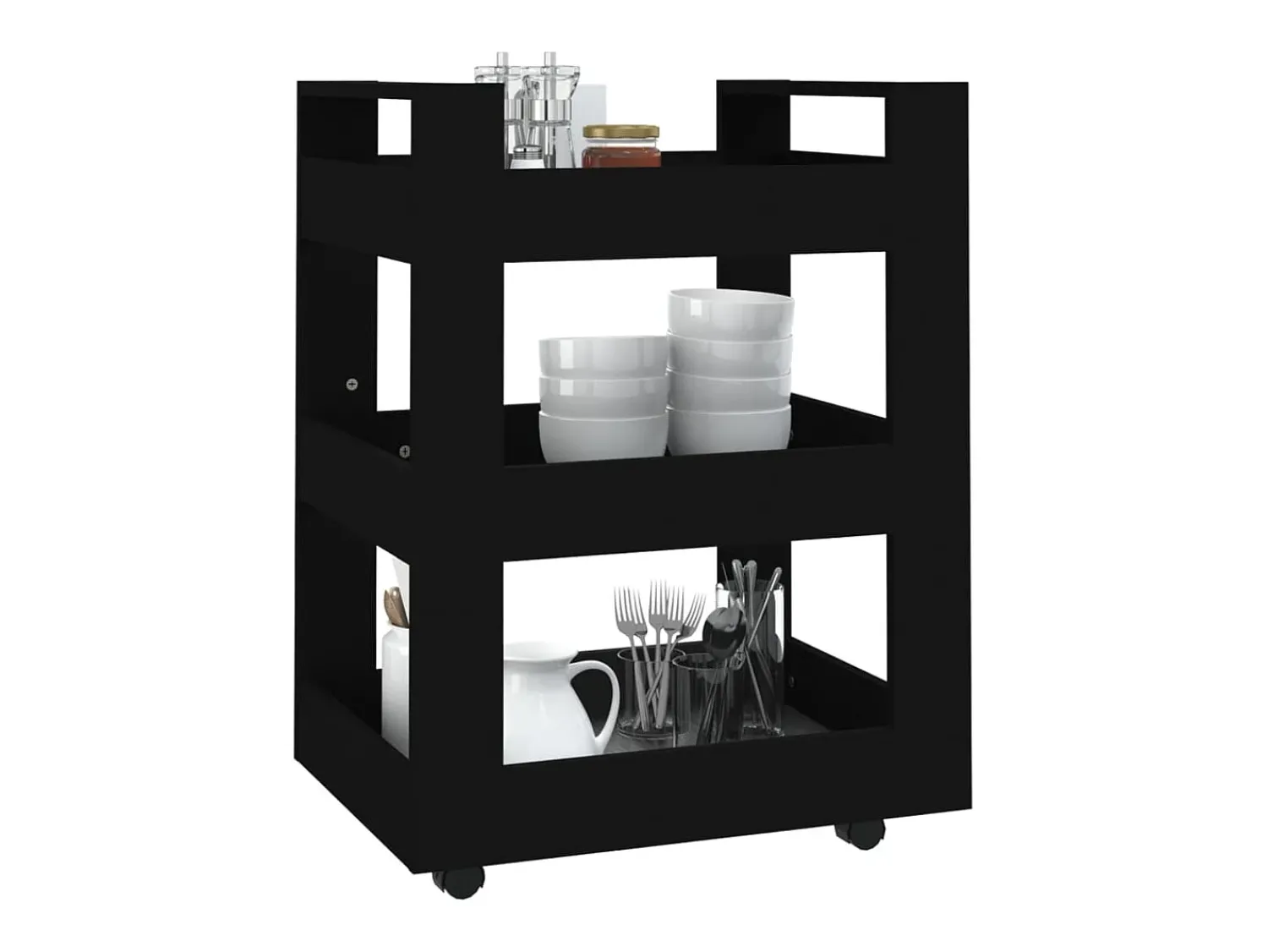 Clearance vidaxl Carrinho de cozinha 60x45x80 cm derivados de madeira Preto