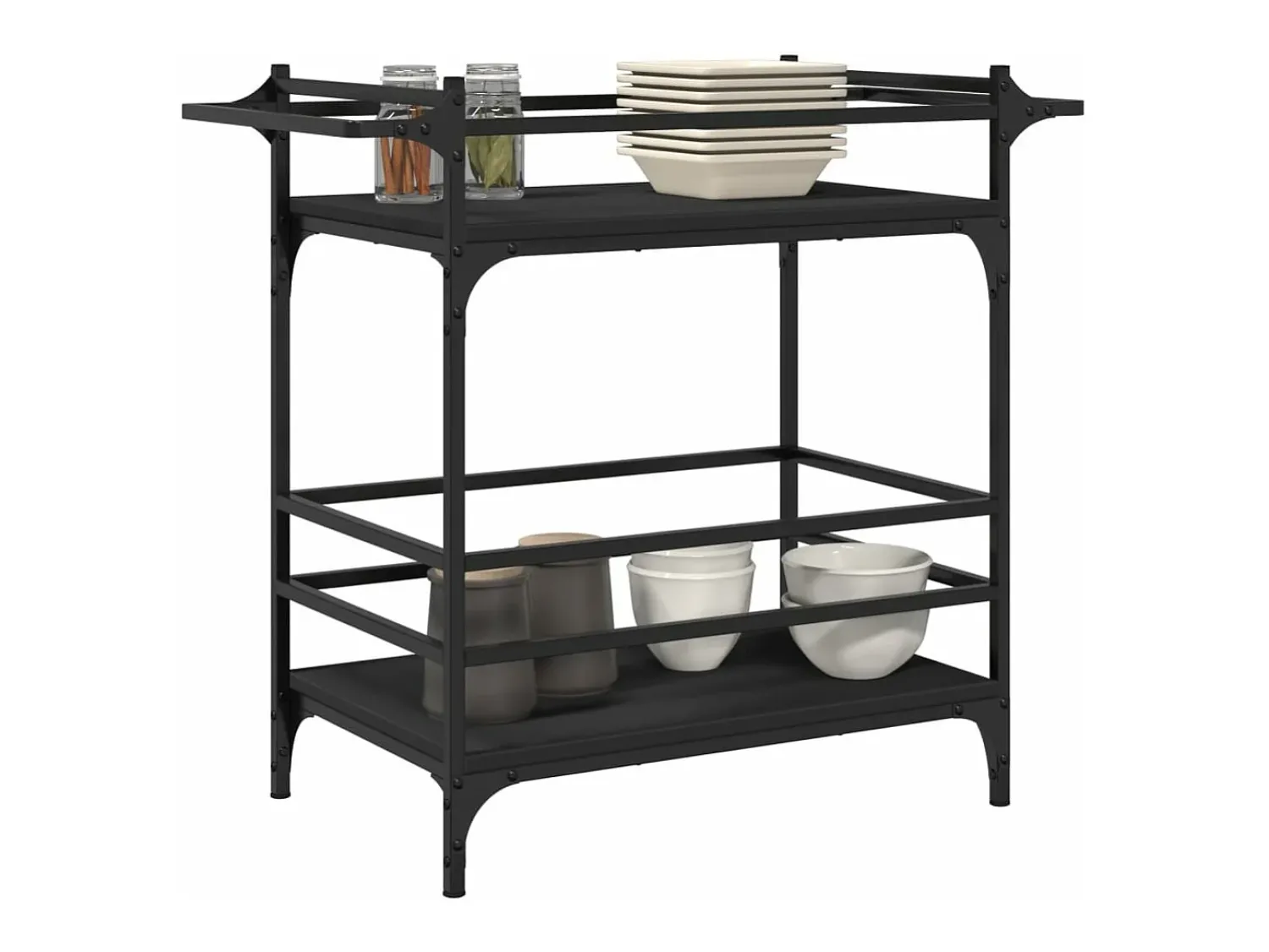 Móvel De Arrumação*vidaxl Carrinho de cozinha 82x40x78,5 cm derivados de madeira Preto