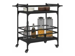 Móvel De Arrumação*vidaxl Carrinho de cozinha 82x40x78,5 cm derivados de madeira Preto