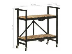 vidaxl Carrinho de cozinha 87x36x81 cm madeira de mangueira maciça^ Móvel De Arrumação